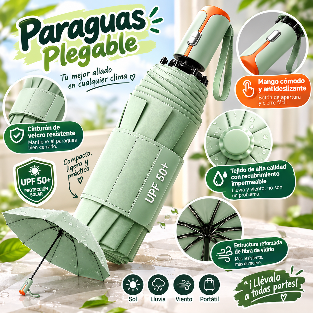 Paraguas automático de 40 varillas, ampliado y reforzado, con protección solar, doble uso para sol y lluvia, parasol publicitario con logotipo personalizado.