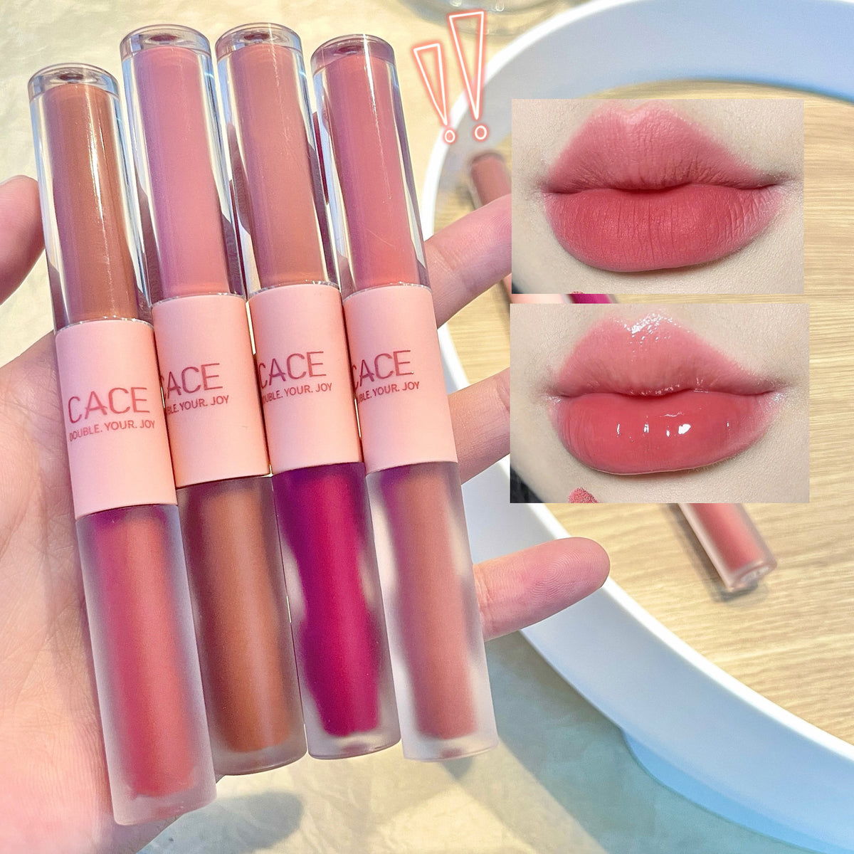 💋 Cace Fun™ – Brillo Labial 2 en 1 de Doble Punta | 6 Tonos