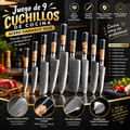 MasterChef Damascus VG10™ – Set Premium de 9 Cuchillos de Cocina en Acero Damasco